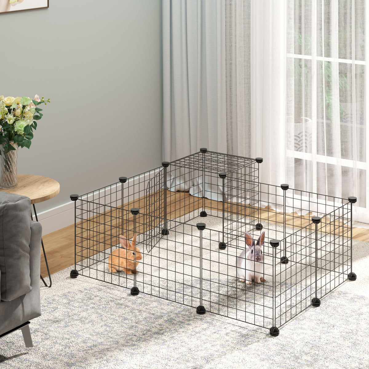 Enclos pour petits animaux parc pour chiot clôture pour animaux domestiques modulable DIY105 x 105 x 70 cm noir-1