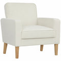 Fauteuil de salon en velours, canapé 1 place rembourré avec assise large, pour chambre, salon, petit espace, crème-0
