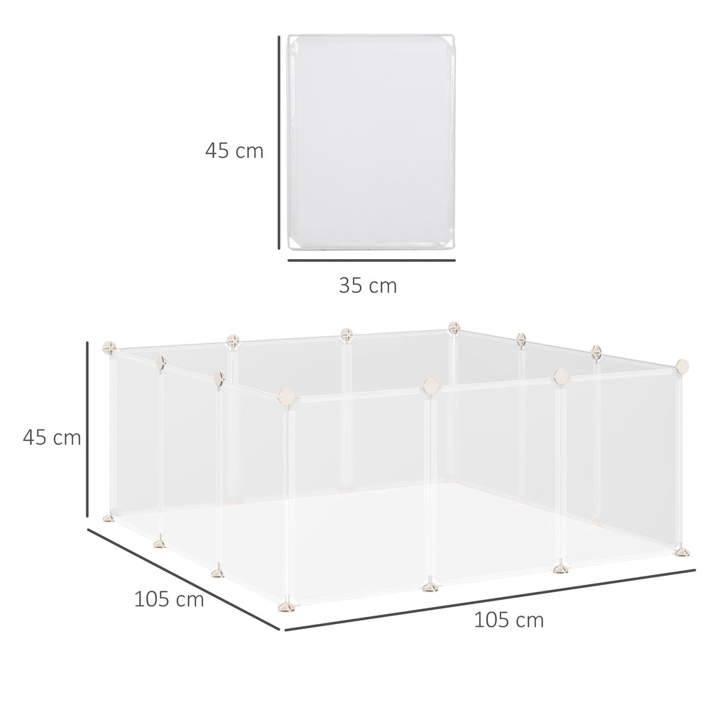 Enclos parc modulable pour petits animaux 12 panneaux pour lapin, hamster, chiot, cochon 105 x 105 x 45 cm blanc-2