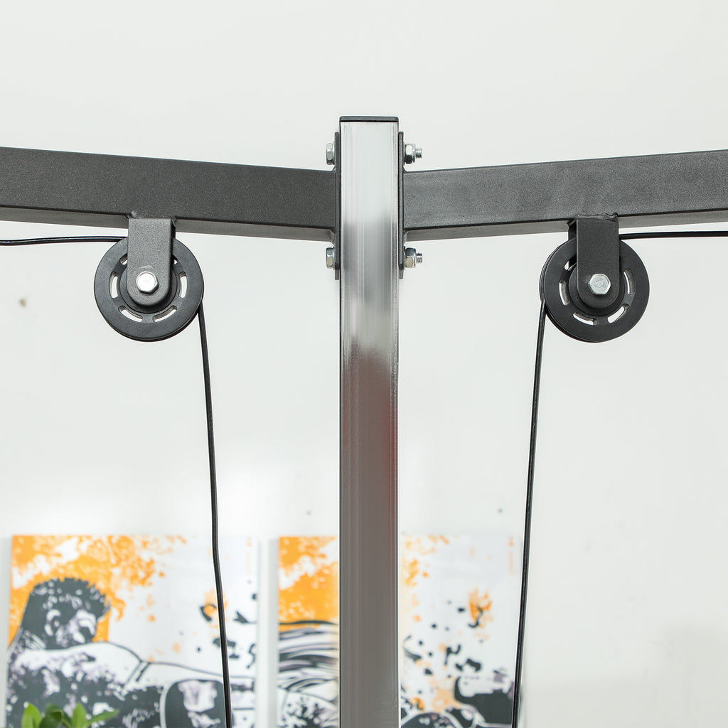 Station de musculation station de traction à câble support à squat barre câble cross-over 210 x 132 x 225 cm noir