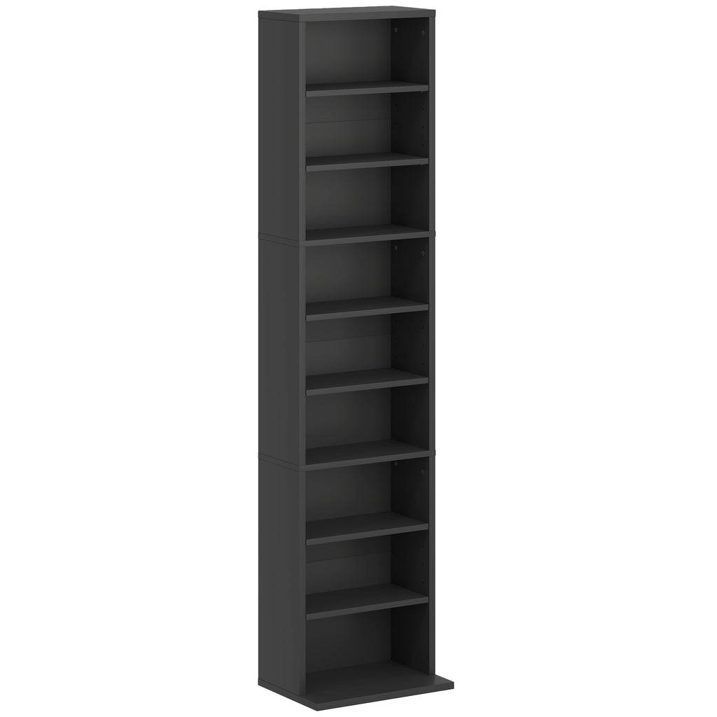Rangements pour CD et DVD 9 compartiments et 6 étagères réglables capacité max. 260 CD/120 DVD 33 x 24 x 140 cm noir-0