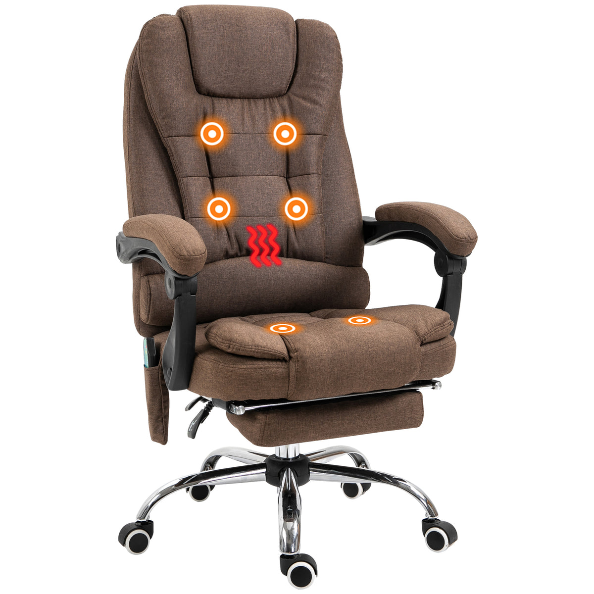 Fauteuil de bureau direction massant chauffant hauteur réglable dossier inclinable repose-pied + coussin lombaires-0