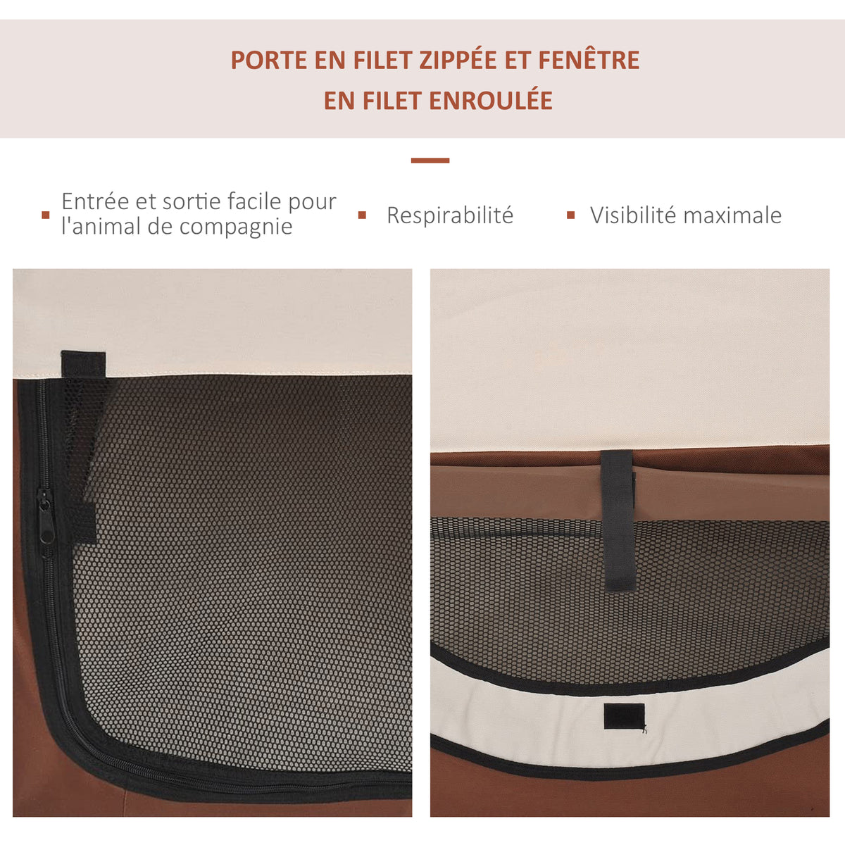 Sac de transport pour chien caisse de transport pliable pour chien respirant avec coussin d'agneau amovible 61 x 46 x 51 cm-5