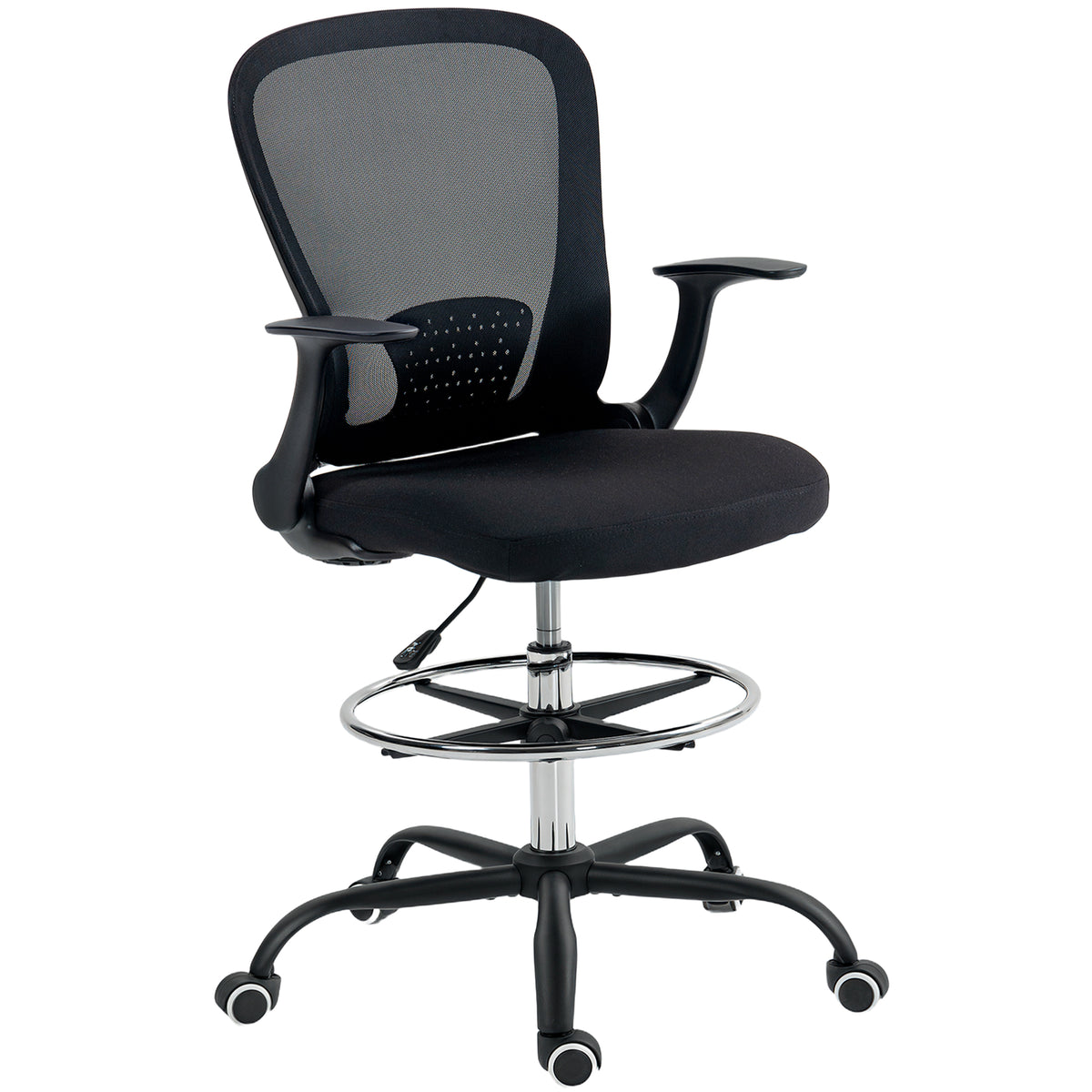 Chaise bureau ergonomique avec repose-pieds ajustable et accoudoirs relevables, hauteur réglable, 59x62x99-119cm, noir-0
