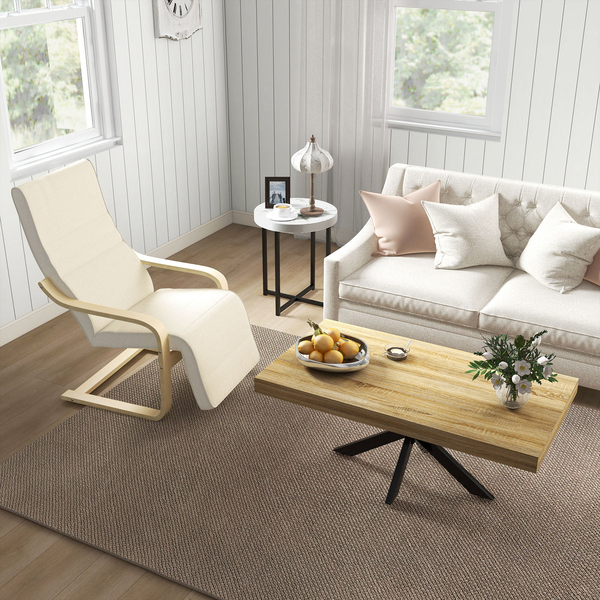 Table Basse rectangulaire table d'appoint Style Industriel en métal Noir et Plateau aspect Bois - dim. 110 x 60 x 45cm-8