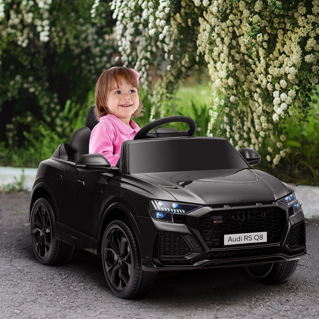 Voiture électrique enfants sous licence Audi RS Q8, véhicule électrique avec télécommande, USB, Bluetooth, noir-1