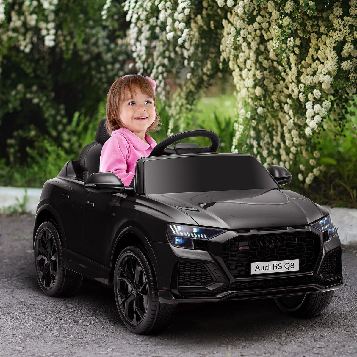 Voiture électrique enfants sous licence Audi RS Q8, véhicule électrique avec télécommande, USB, Bluetooth, noir-1