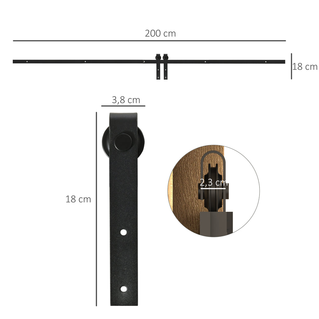 200 CM Rail porte coulissante quincaillerie de rail pour porte de grange simple en acier acier au carbone-2