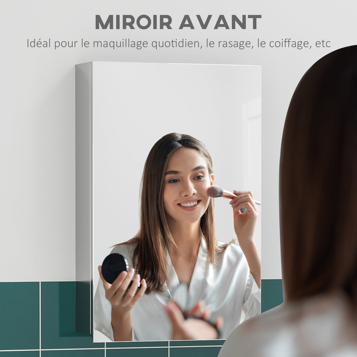 Armoire miroir de salle de bain en acier inoxydable armoire murale de toilette 39 x 12 x 60 cm-4