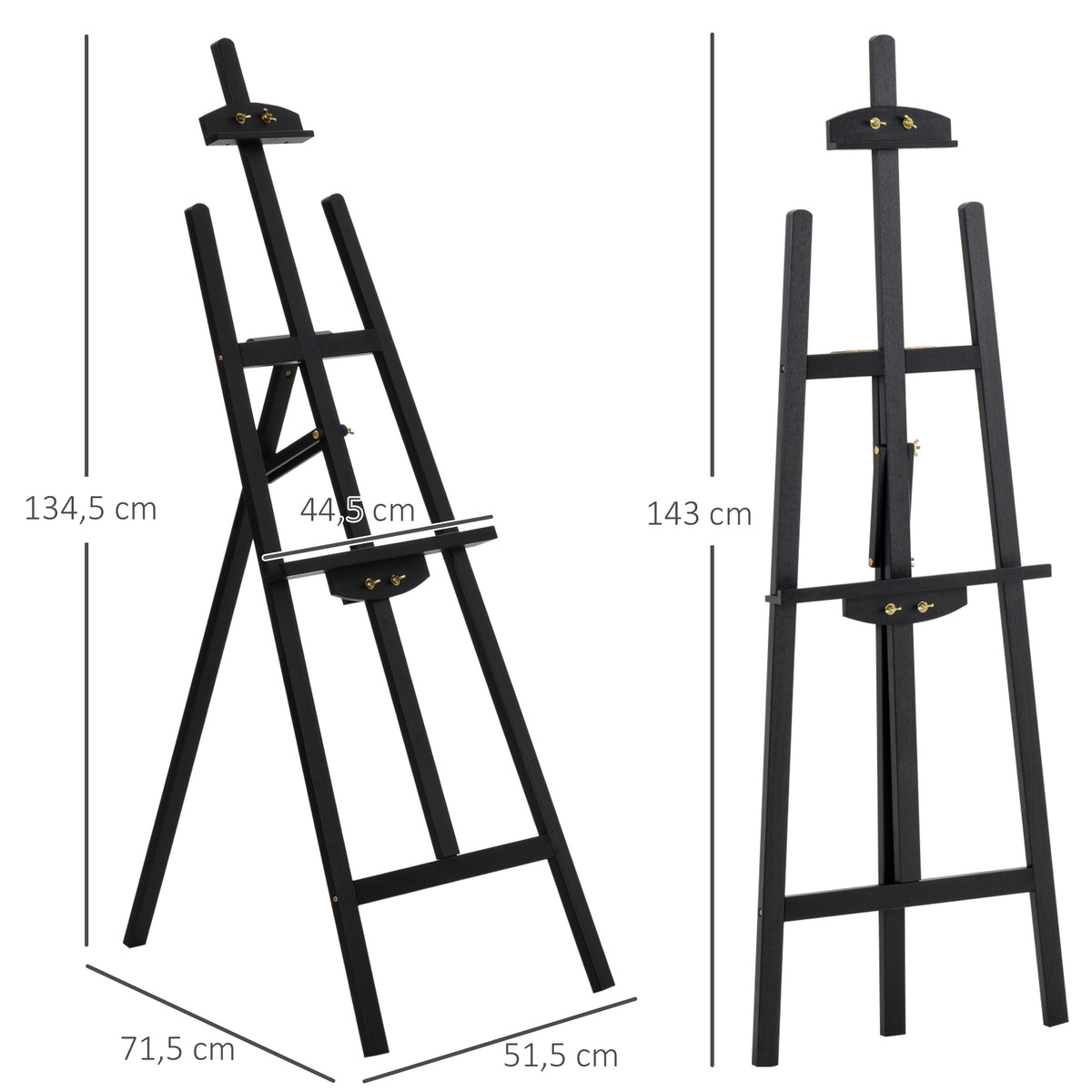 Chevalet d'artiste sur pieds dim. 51,5L x 71,5l x 134,5H cm inclinaison réglable 90° max. bois de pin-2
