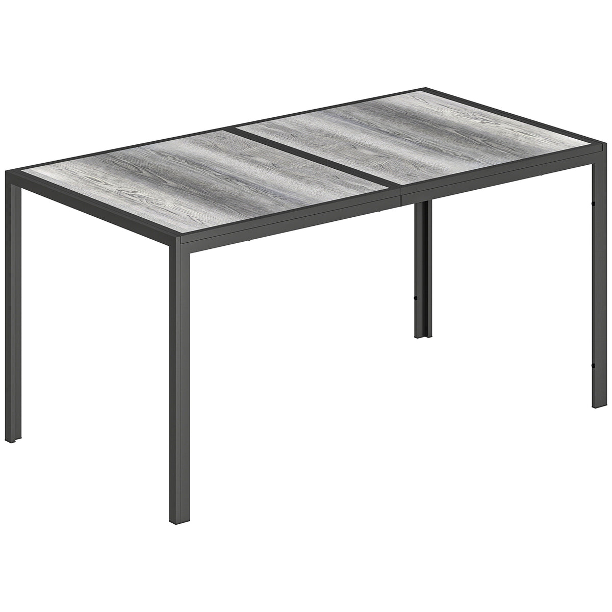 Table de jardin pour 4 à 6 personnes, table à manger extérieure avec plateau à effet bois, 150 x 80 x 74 cm, gris-0