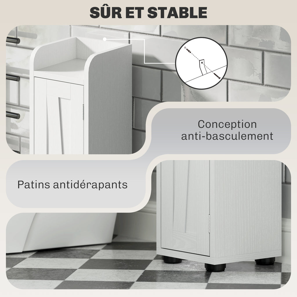 Armoire salle de bain haute, meuble de rangement colonne, 2 portes, tiroir, étagères réglables, 20x20x185cm, blanc-6