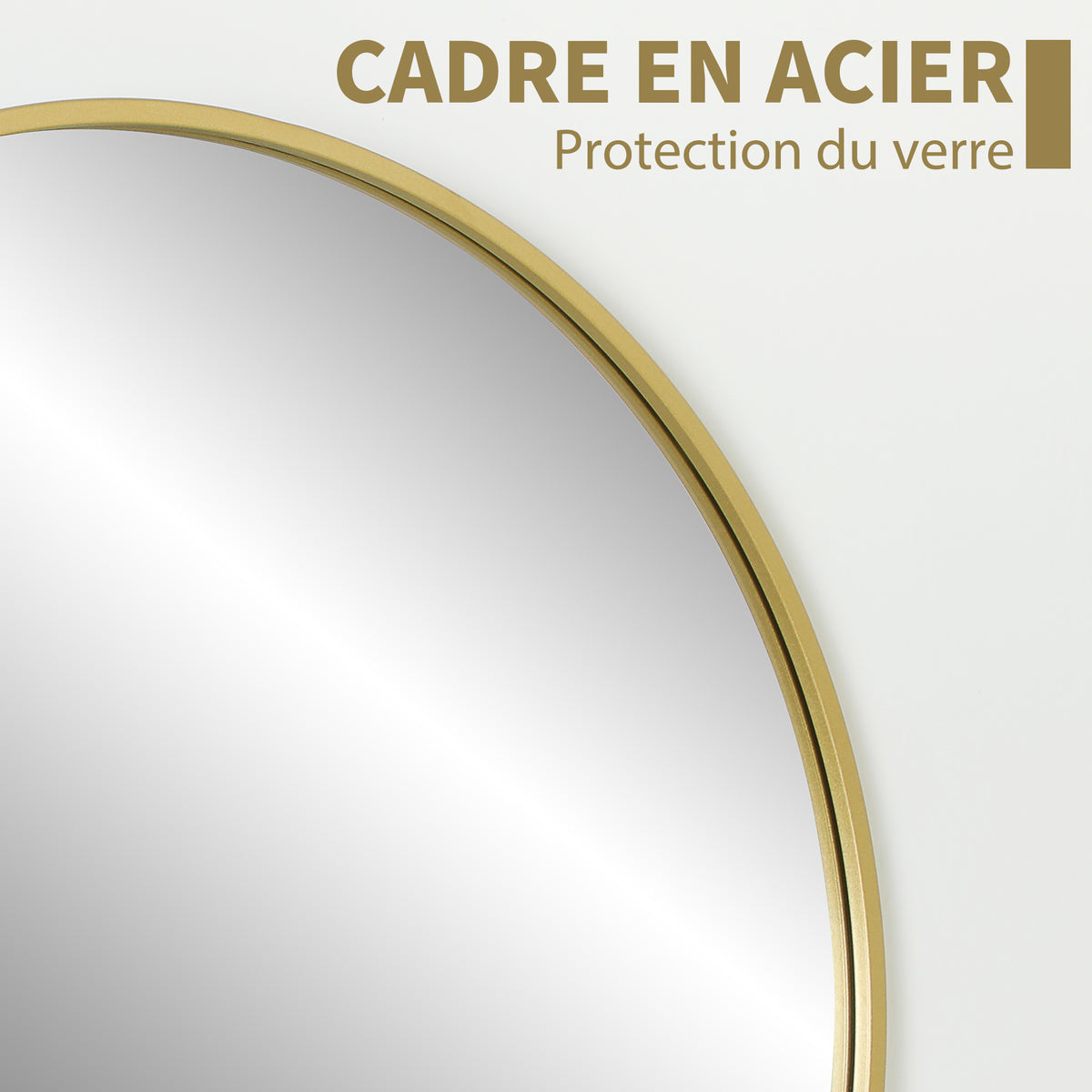 Miroir rond miroir salle de bain cadre en métal facile à installer, pour chambre, salon, entrée, Ø 70 x 2,5 cm or-3