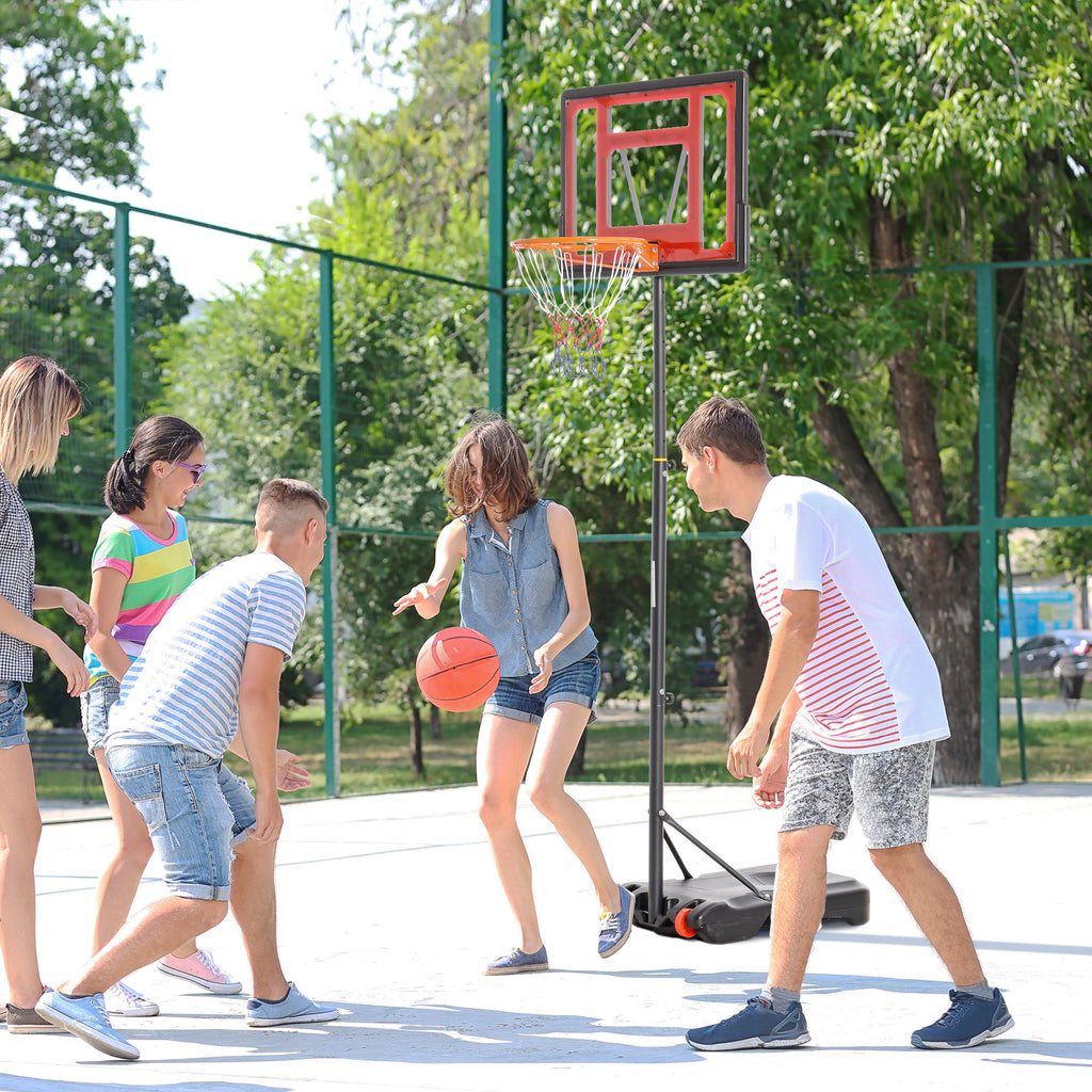Panier de basket extérieur hauteur réglable 160–210 cm panier de basket sur pied à roulettes base remplissable noir-9