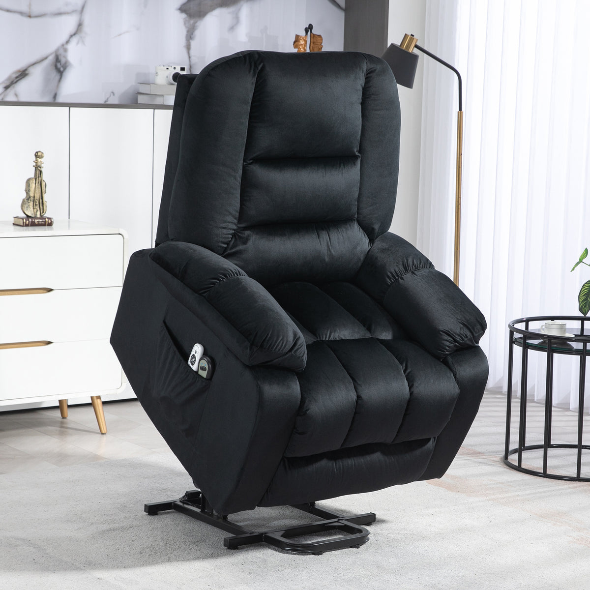 Fauteuil releveur électrique fauteuil de relaxation inclinable 8 points de massage vibrants 85 x 94 x 107 cm noir-1