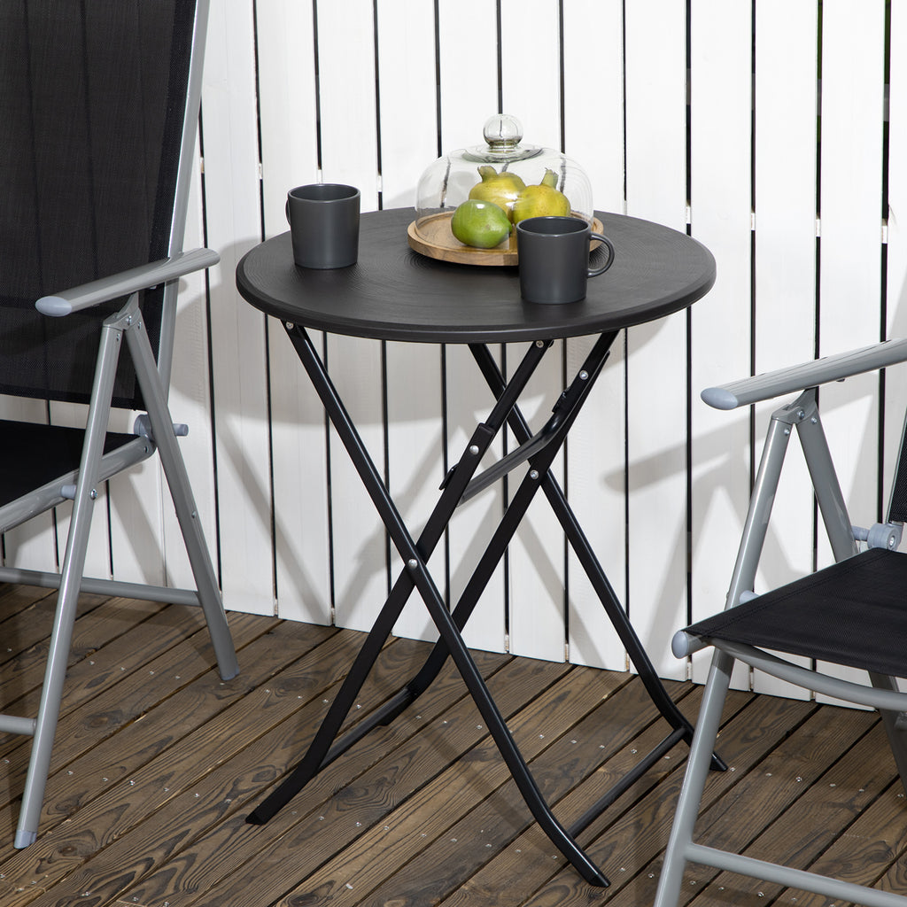 Table basse extérieure pour 2 personnes, table de jardin ronde avec structure en acier, Ø 60 x 73H cm, gris foncé-9
