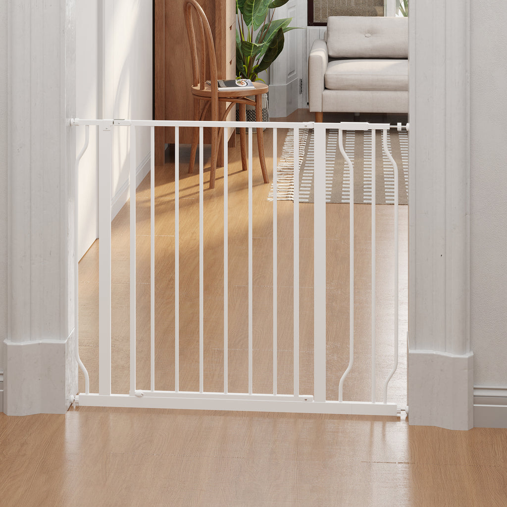 Lot de 2 barrières de sécurité pour animal longueur réglable escaliers couloirs portes sans perçage en acier ABS-8
