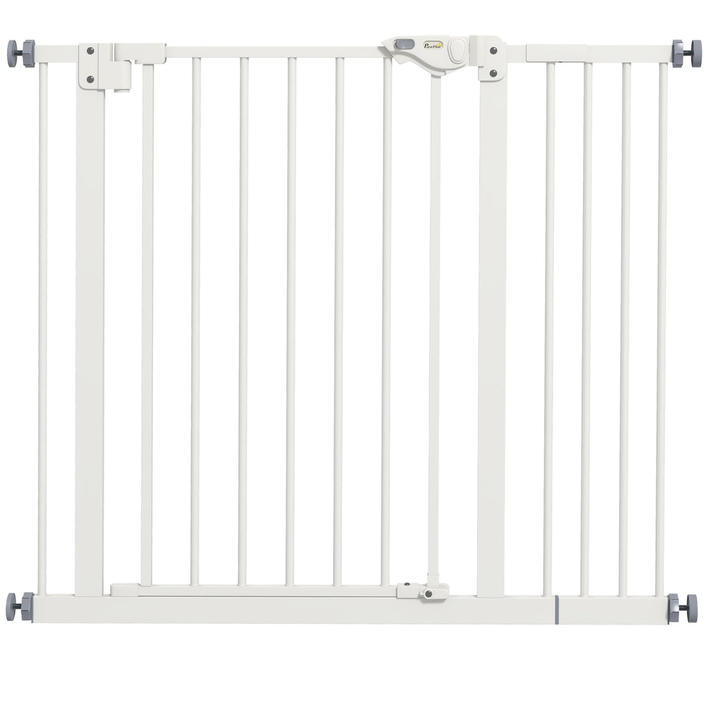 Barrière de sécurité animaux porte fermeture automatique système de double verrouillage sans perçage 1 extension blanc-0