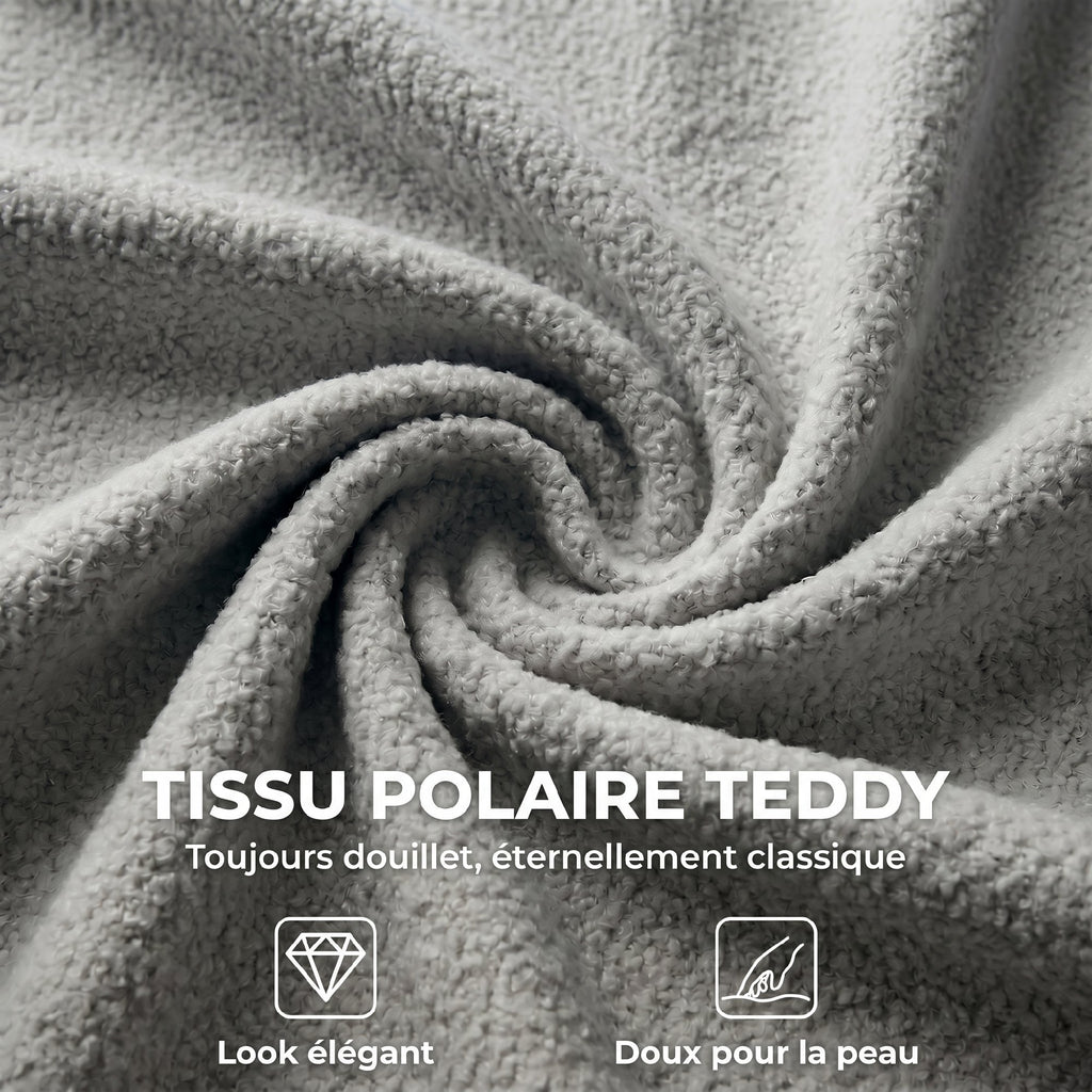 Chaise de Bureau Pivotante en Fourrure Teddy, Hauteur Réglable, Roulettes, Mousse Haute Résilience, Gris-6