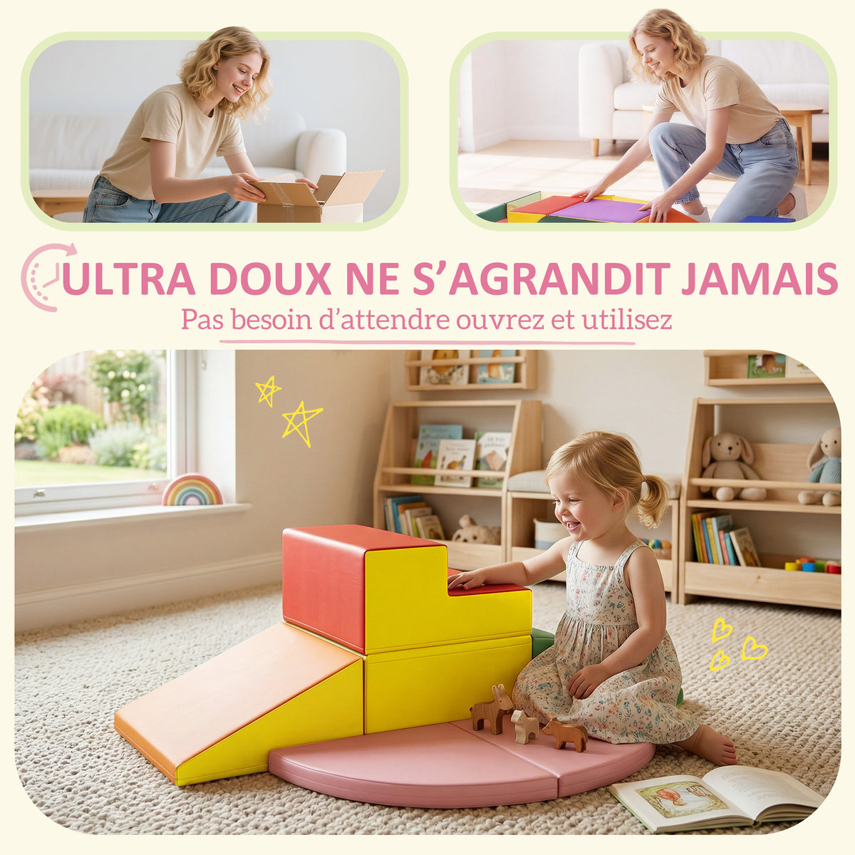 6 blocs de construction en mousse XXL pour enfants - normes EN71-1-2-3 - mousse EPE Revêtement synthétique-4
