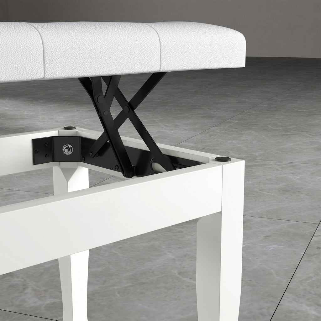 Banc de piano, banc de clavier réglable en hauteur en bois massif, siège rembourré, 64 x 35 x 45-55 cm, blanc-8