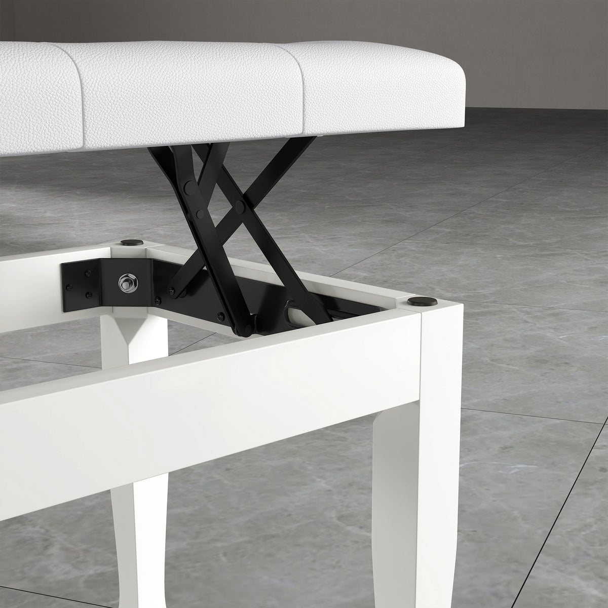 Banc de piano, banc de clavier réglable en hauteur en bois massif, siège rembourré, 64 x 35 x 45-55 cm, blanc-8