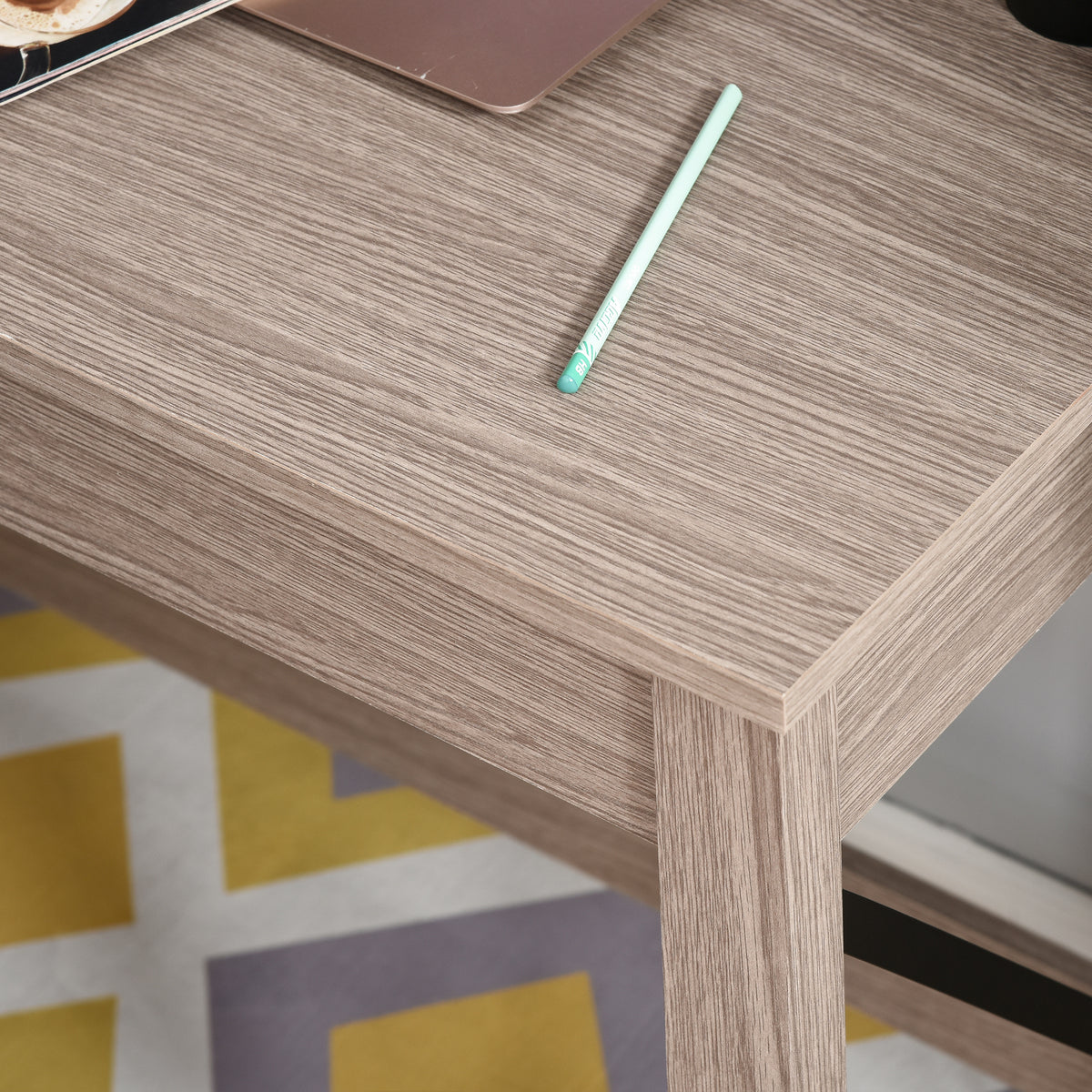 Bureau avec rangement bibliothèque en bois moderne avec étagères et grand plateau pour petits espaces maison-7
