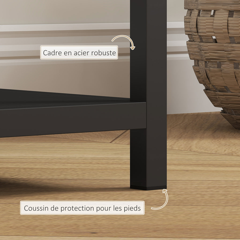 Console meuble étroite à 4 niveaux style industriel cadre en acier, 110 x 30 x 75 cm, noir-4