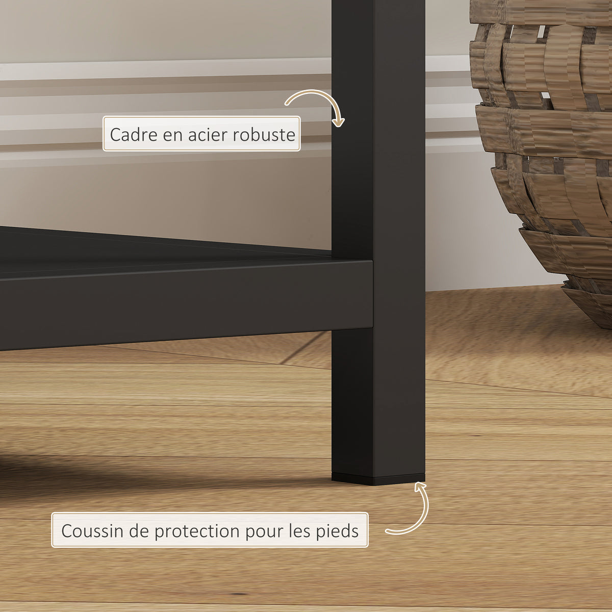 Console meuble étroite à 4 niveaux style industriel cadre en acier, 110 x 30 x 75 cm, noir-4