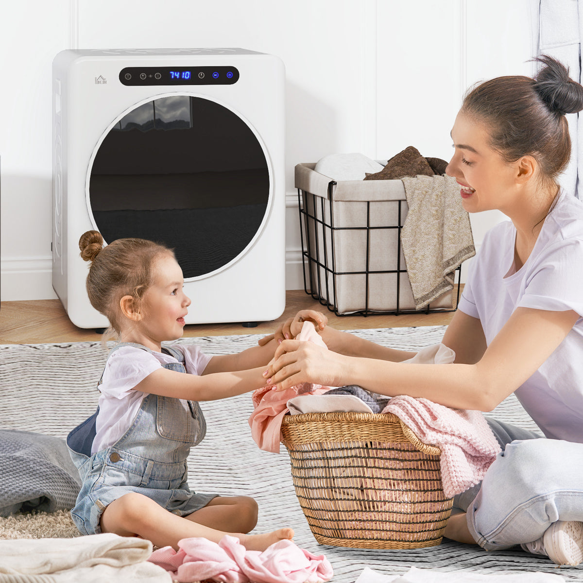 Sèche linge à évacuation, sèche-linge électrique 1000 W 3 Kg, modes Extra Dry et ECO, minuterie, acier inoxydable, blanc-7