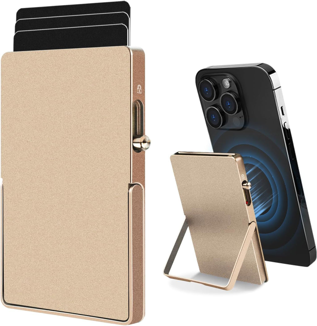 Porte-cartes magnétique TOYFID pour MagSafe, ultrafin en métal, avec support réglable et protection RFID