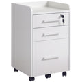 Caisson de bureau rangement bureau sur roulettes 3 tiroirs 1 verrouillable 1 trieur dossiers en bois blanc-0