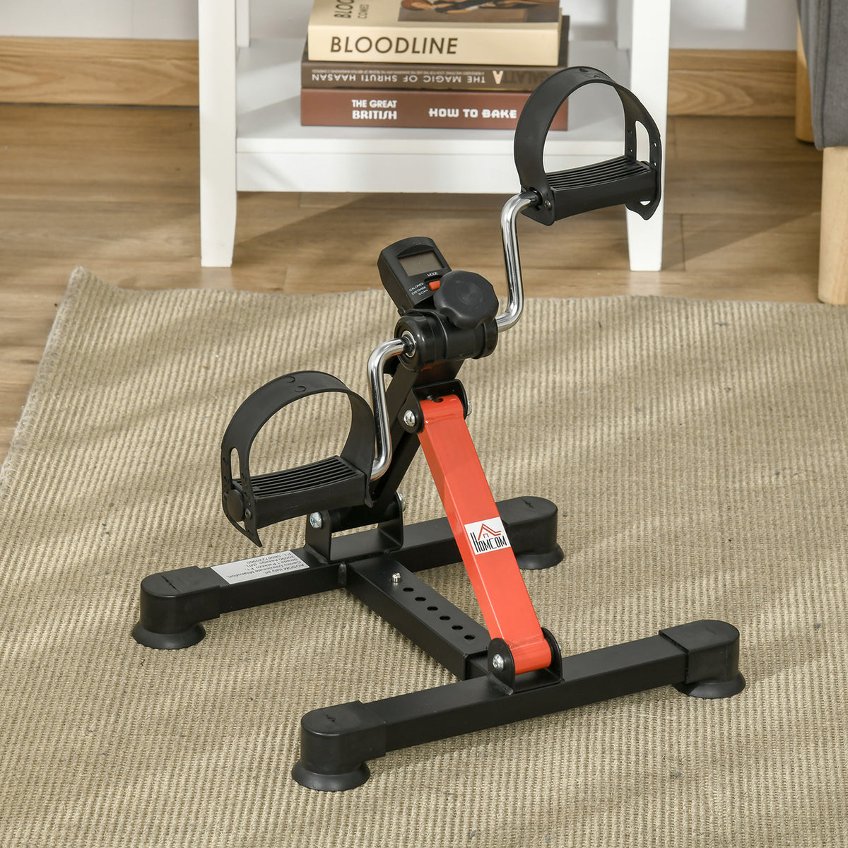 Pédalier d'appartement mini vélo d'appartement résistance ajustable écran LCD 33-43 x 40 x 24,5-34,5 cm en acier noir-1