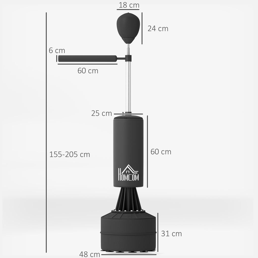 Sac de frappe boxe sur pieds punching ball brunier 3 en 1 avec ballon de vitesse bras flexible rotatif hauteur réglable-2
