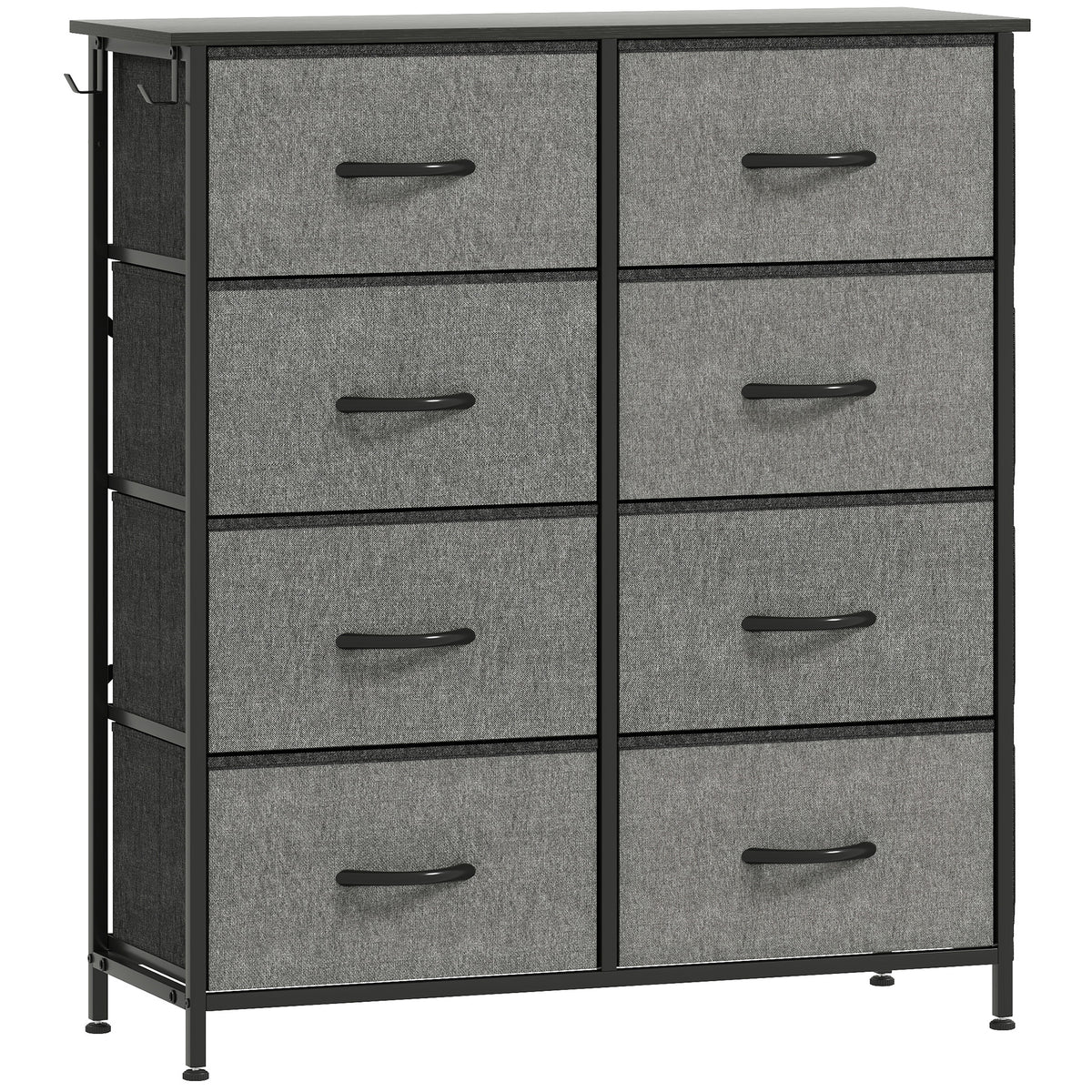 Commode 8 tiroirs en tissu, meuble de rangement avec 4 poches, 2 crochets, structure en acier, 86 x 30 x 94,5 cm, gris-0