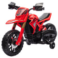 Moto cross électrique pour enfants 3-8 ans, batterie 6 V, 2 moteurs, klaxon et roues d'entraînement, charge 30KG, rouge-0