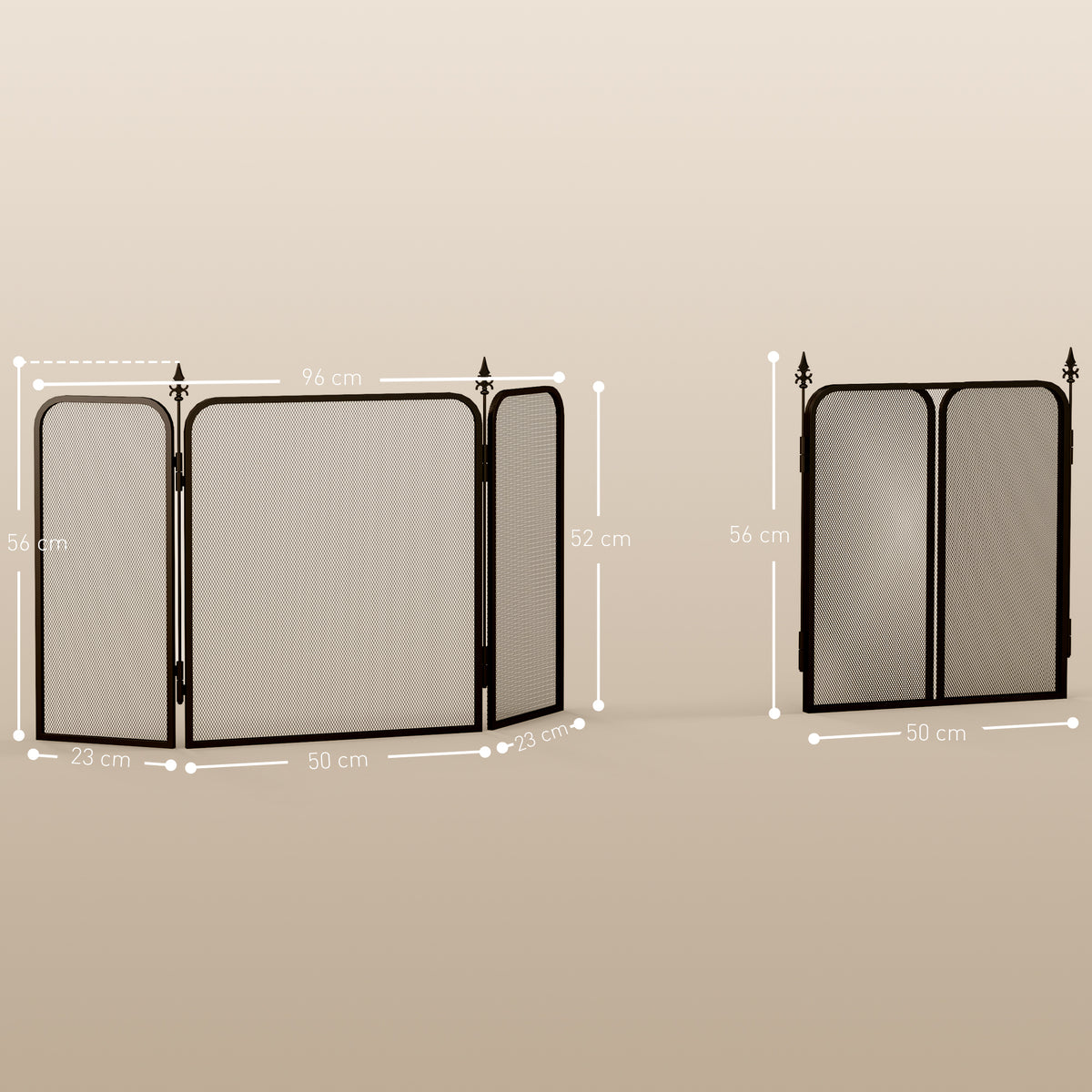 Pare feu cheminée pliable 3 panneaux, pare-étincelles cheminée, grille de protection cheminée en maille de métal noir-2