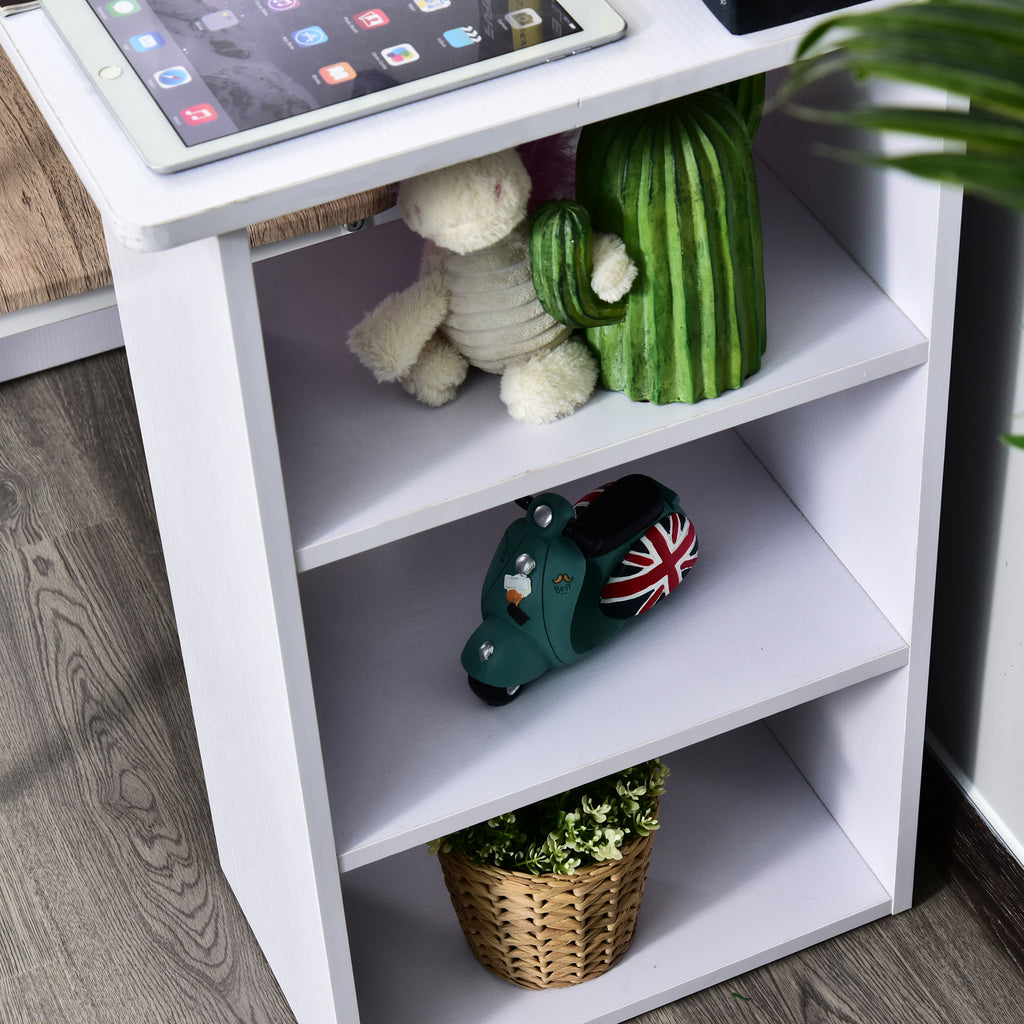 Bureau informatique multimédia multi-rangements 3 tiroirs 2 étagères 120L x 49l x 72H cm blanc-8
