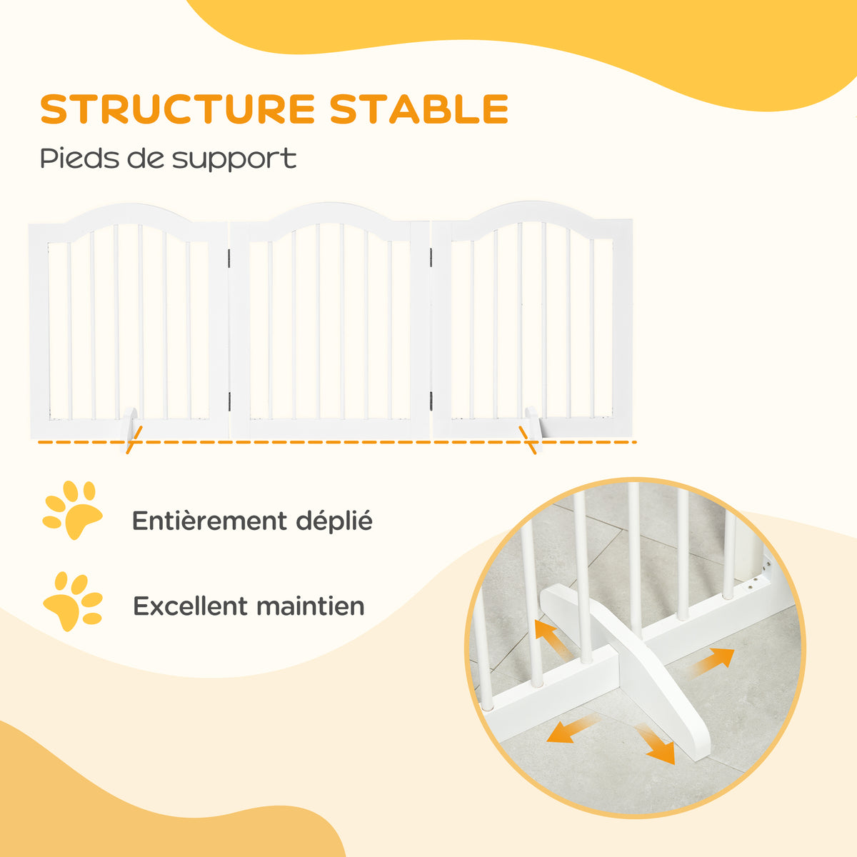 Lot de 2 barrières de sécurité barrière modulable pliable pour animaux de compagnie pied de support 154,5 x 61 cm blanc-6