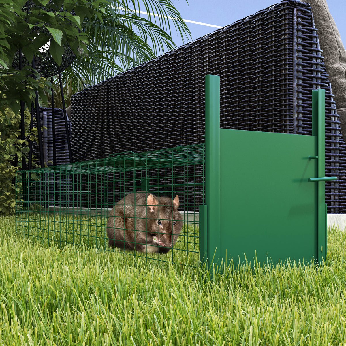 Cage attrape animaux nuisibles 1 entrée dim. 100L x 25l x 28H cm vert foncé-1