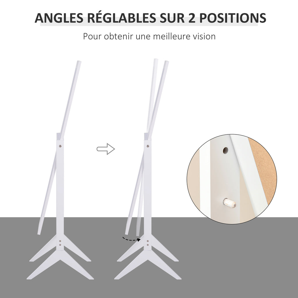 Miroir en Pied Grand Miroir de Sol Inclinaison réglable pour Dressing Chambre dim. 47L x 46l x 148H cm en blanc-3