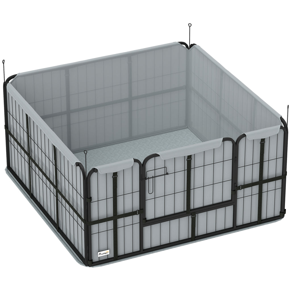 Parc de mise bas pour chien caisse de mise bas pour chiens avec porte tapis de propreté lavable 122 x 122 x 60 cm noir-0
