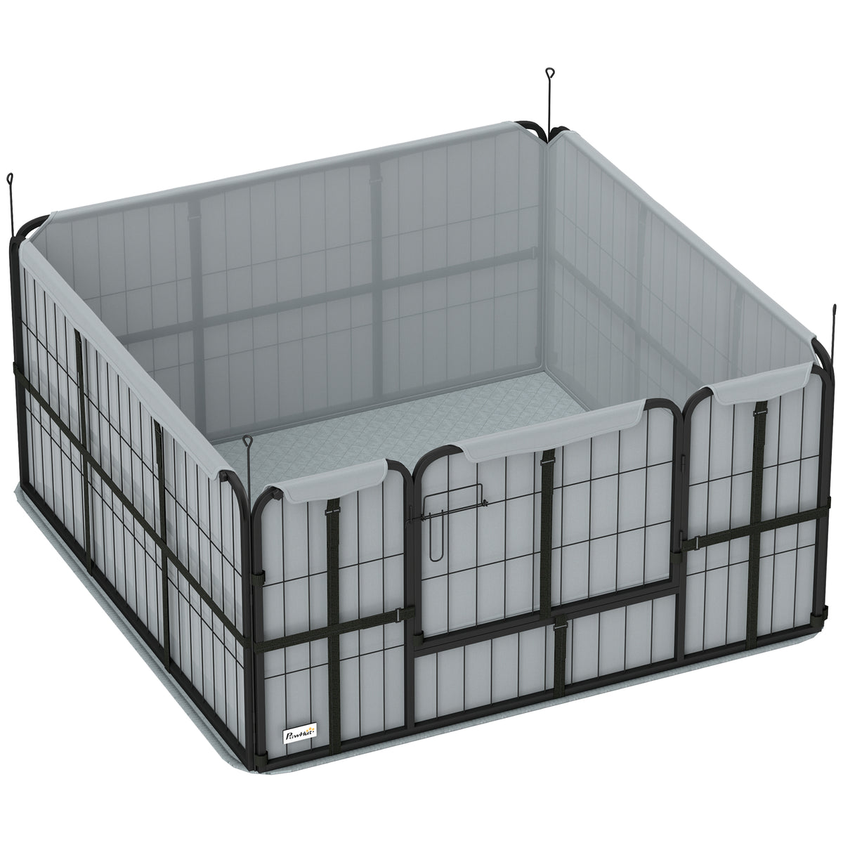 Parc de mise bas pour chien caisse de mise bas pour chiens avec porte tapis de propreté lavable 122 x 122 x 60 cm noir-0