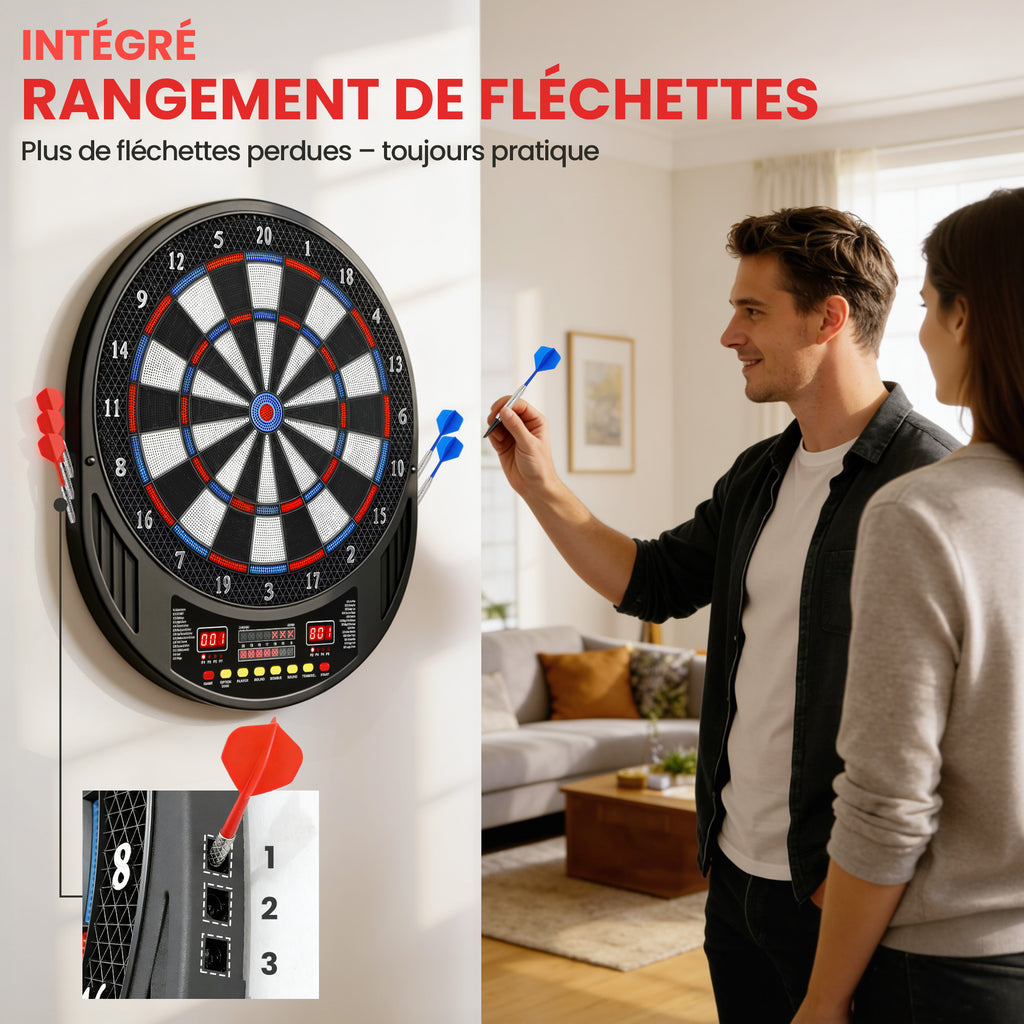 Jeu de fléchettes électronique avec embouts souples, doubles écrans LED, 33 jeux, 202 variations, jusqu'à 8 joueurs-7