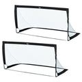 Lot de 2 but de foot extérieur, cage de foot portable avec sac de rangement en tissu Oxford 183 x 90 x 90 cm noir blanc-0