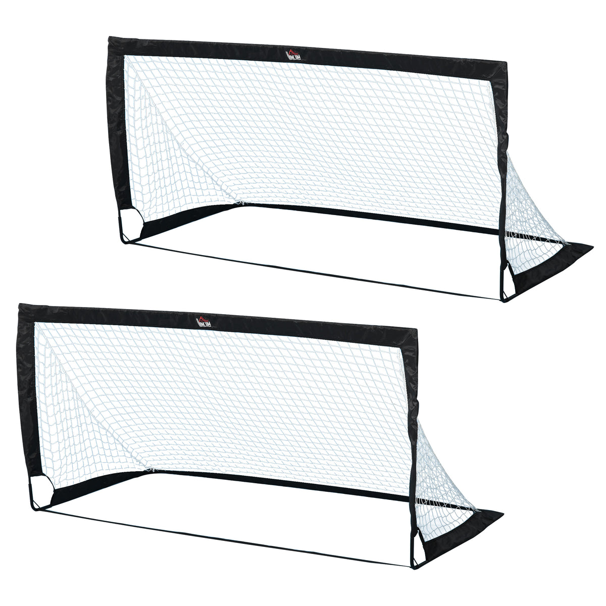 Lot de 2 but de foot extérieur, cage de foot portable avec sac de rangement en tissu Oxford 183 x 90 x 90 cm noir blanc-0
