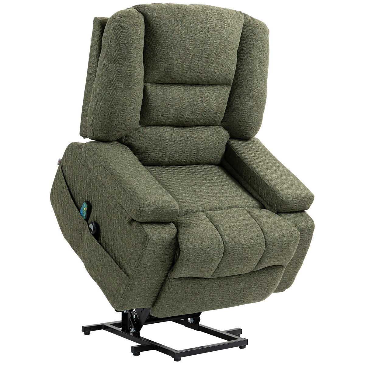 Fauteuil releveur relax électrique, fonction massage et chaleur, inclinaison réglable, repose-pied, télécommandes, vert-0