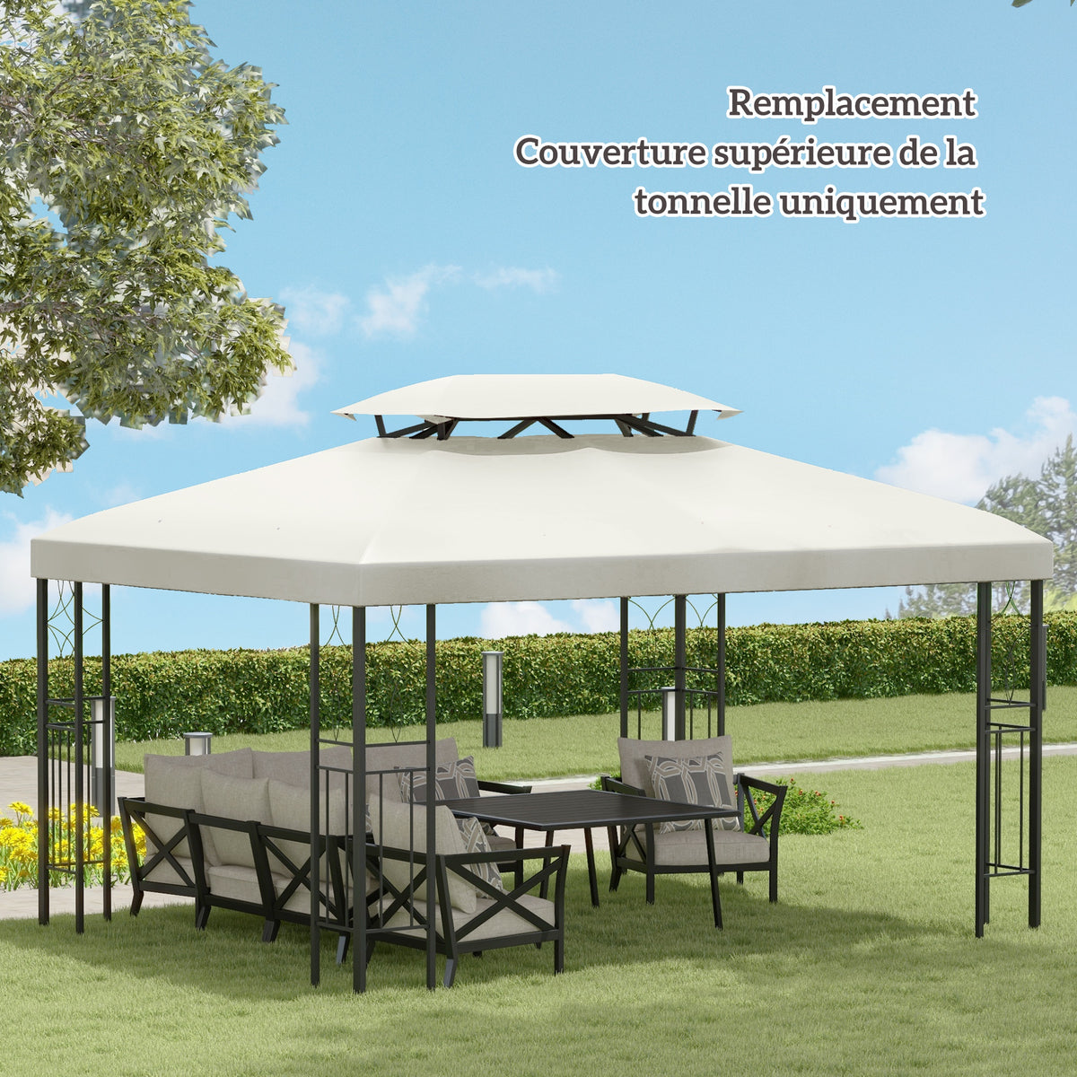 Toit de Rechange pour Tonnelle Crème 3 x 4 m-6