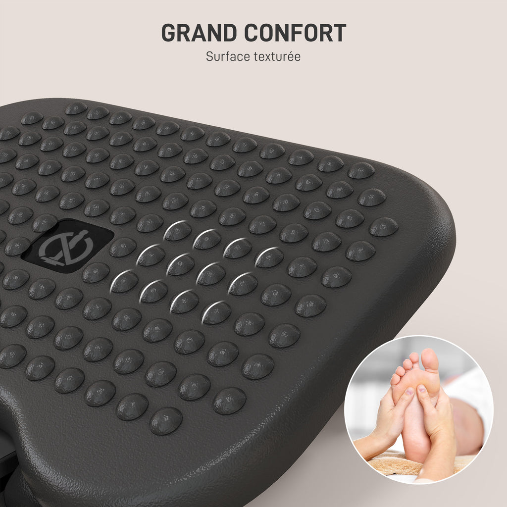 Repose-pieds ergonomique de bureau hauteur et inclinaison réglables 46 x 35 cm noir-4