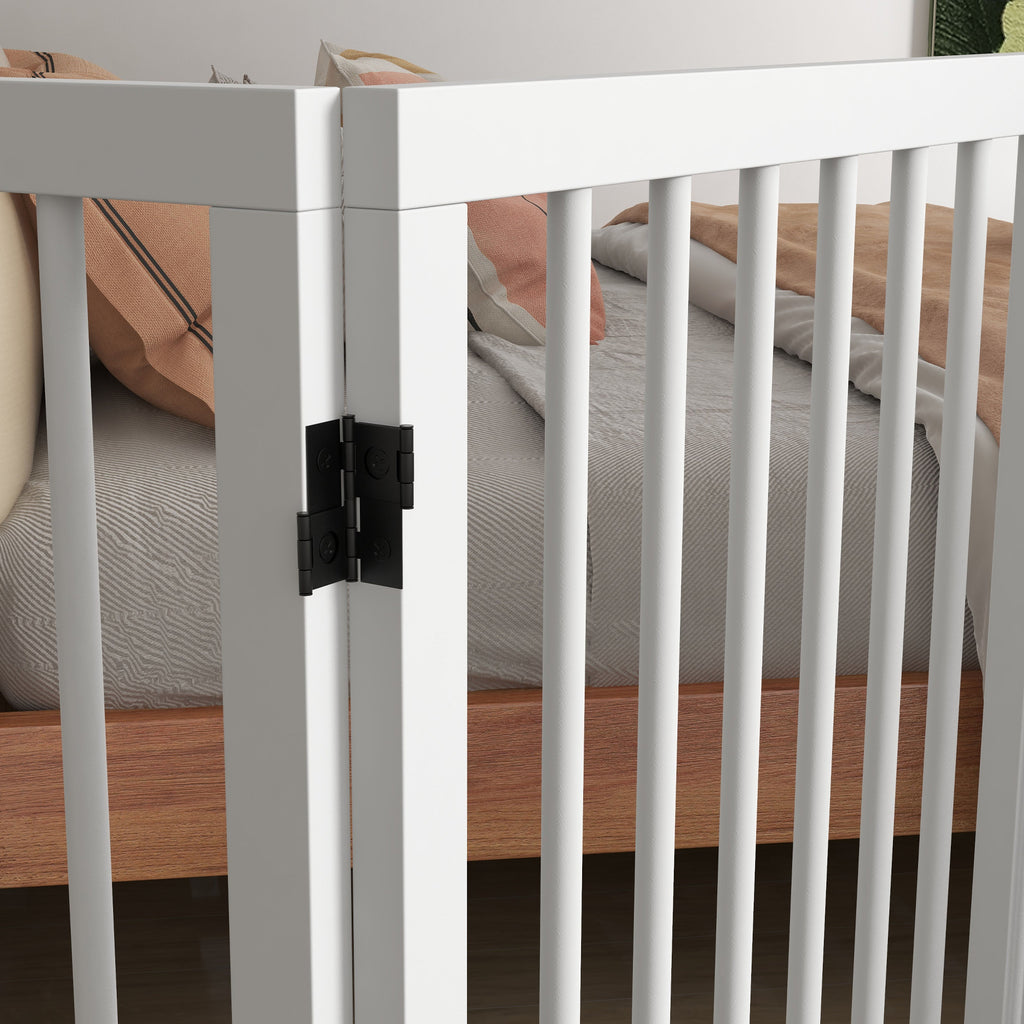 Barrière de sécurité modulable pliable pour animaux de compagnie avec pied de support, bois massif, 206 x 35,5 x 76 cm-8